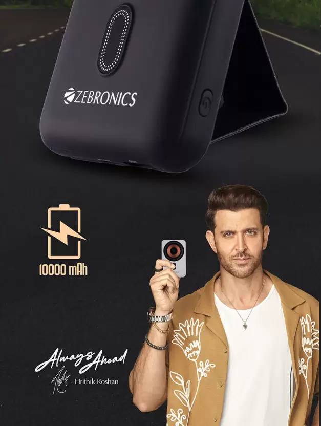 ZEBRONICS 10000 mAh 22 W Wired & Wireless Mini Pocket Size Power Bank  (Black, Lithium-ion, Fast Charging for Mobile, Tablet, Smartwatch, Earbuds)