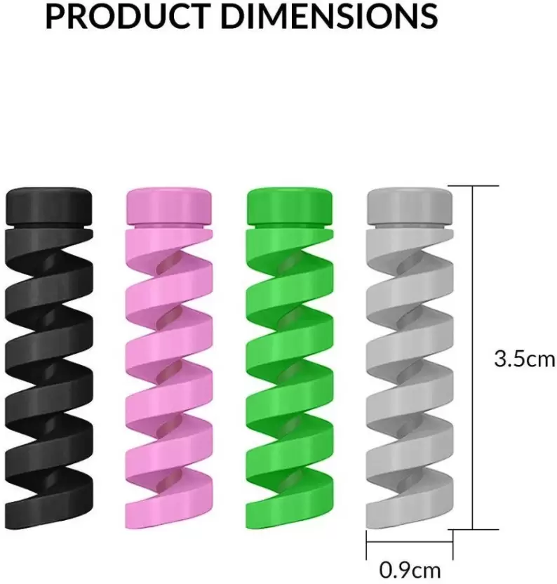 Spiral Charger Spiral Charger Cable Protectors for Wires Data Cable Saver Charging Cord Protective Cable Cover Set of 1 (4 Pieces)