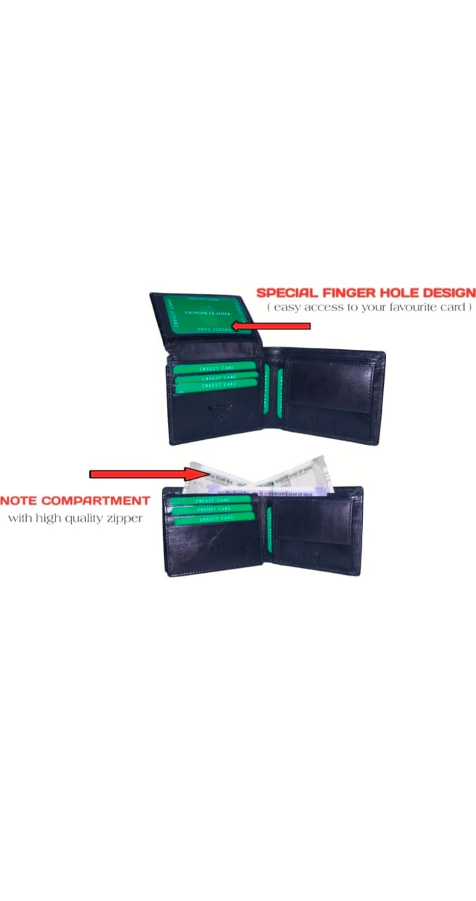 GOUS  Men Trendy, Casual Black Genuine Leather RFID Wallet  (12 Card Slots)