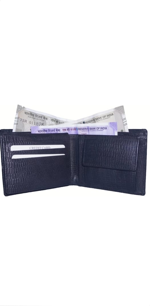 GOUS  Men Trendy Black Genuine Leather Wallet  (8 Card Slots)