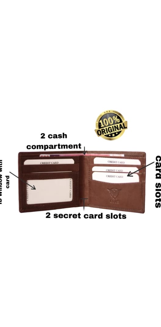 GOUS  Men Trendy Brown Genuine Leather Wallet  (8 Card Slots)