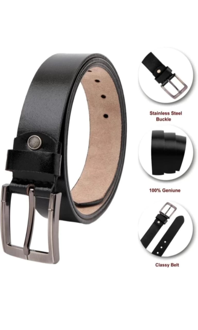 GOUS  Men Party, Evening, Casual, Formal Black Genuine Leather Belt