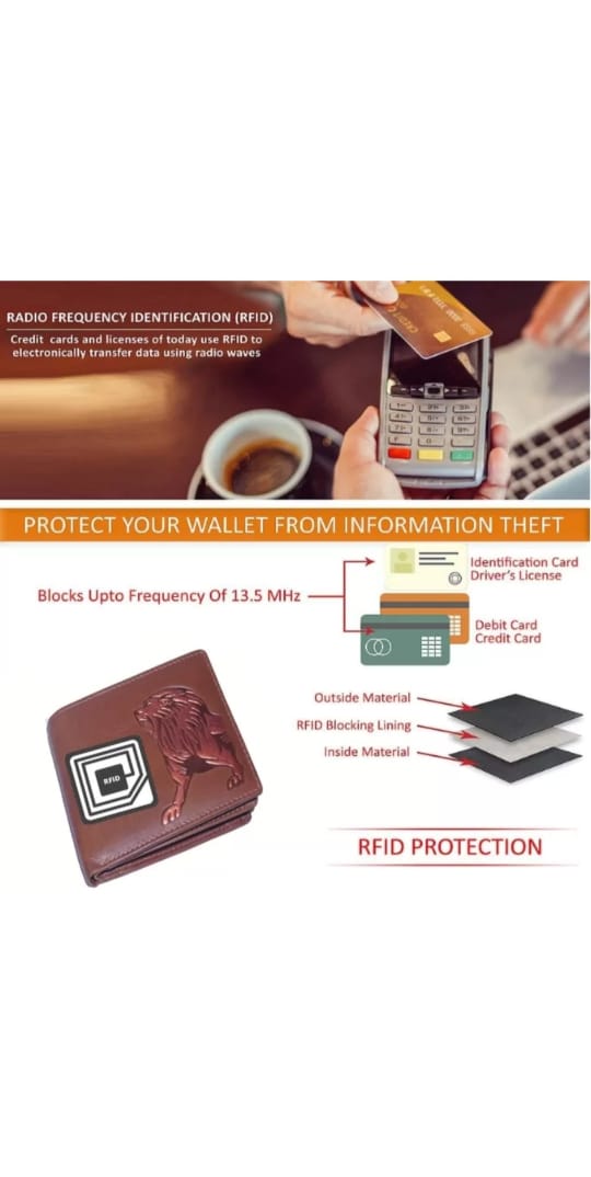 GOUS  Men Casual Brown Genuine Leather RFID Wallet  (8 Card Slots)