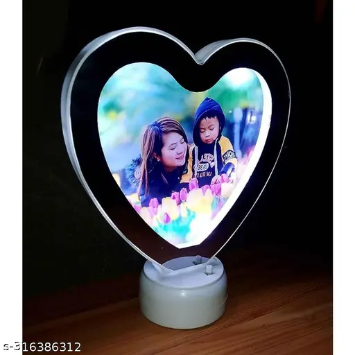 MG Customized Magic Mirror Cum LED Light Photo Frame With Your Photo(Heart Shape)