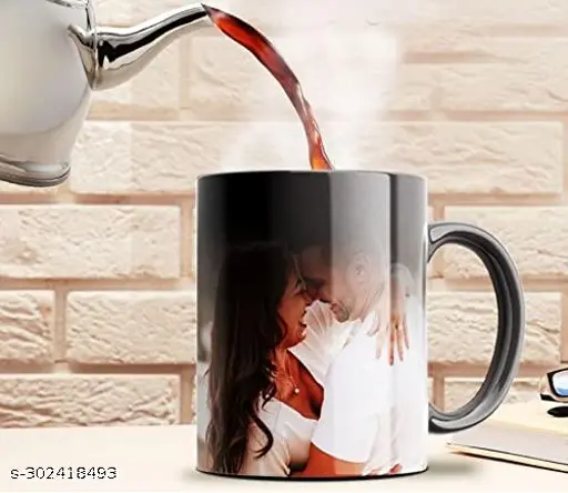 Photo Magic Mug Customized Text Personalized Photo on CoffeeCup for rakhi Raksdhabandhan sister brother Birthday Gift, Anniversary Black Ceramic Mugs, For Fathers day Girls Men Kids Boys Couples and Friend ,New Year gift, Christmas gift330ml
