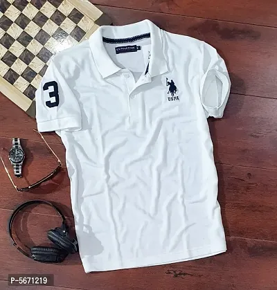 White Polycotton Polos For Men