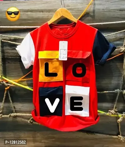 Men Printed Round Neck Red T-Shirt