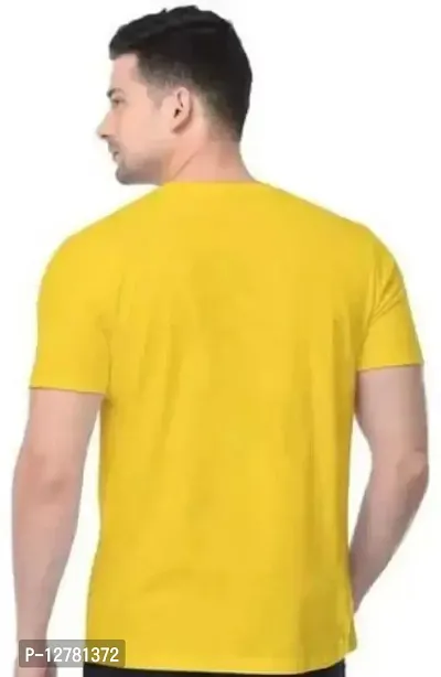 Men Printed Round Neck Yellow T-Shirt