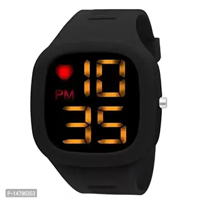 Digital Sqaure shape dial LED Sports Watch Kids,boys Girls Womens (Black)