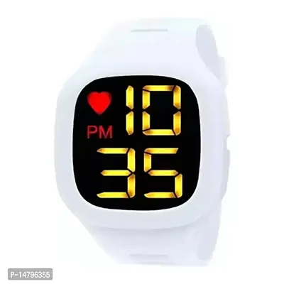 Digital Sqaure shape dial LED Sports Watch Kids,boys Girls Womens (White)