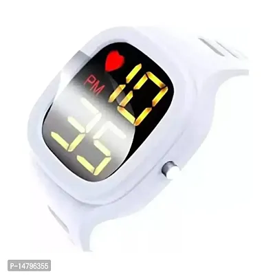 Digital Sqaure shape dial LED Sports Watch Kids,boys Girls Womens (White)