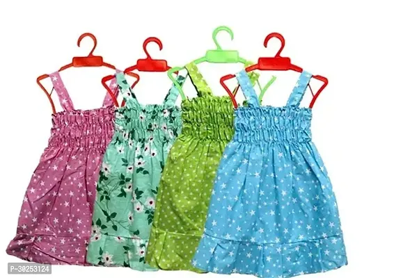 Fabulous Multicoloured Cotton Printed Frocks For Girls Combo