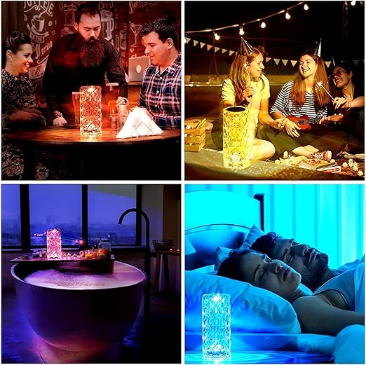 LITVERSE Crystal Lamp,16 Color Changing Rose Crystal Diamond Table Lamp,USB Rechargeable Touch Bedside Lamp Night Light with Remote...