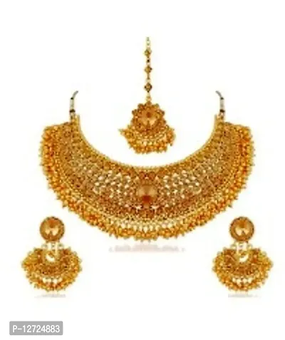 Traditional Gold Plated Choker Necklace Set For Women