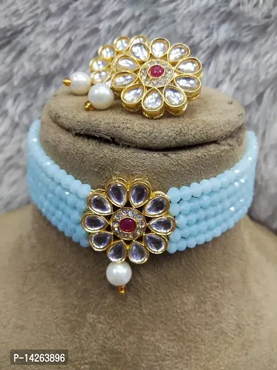 Traditional Brass Turquoise Jewellery Set For Women