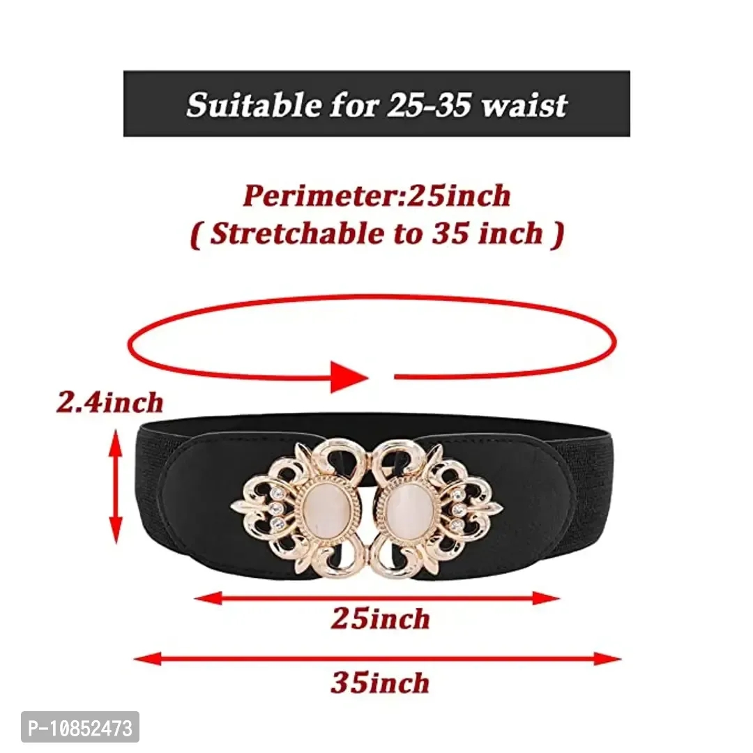 Stylish Elastic Fabric Waist Vintage Golden Buckle Design Stretchy Belts For Women