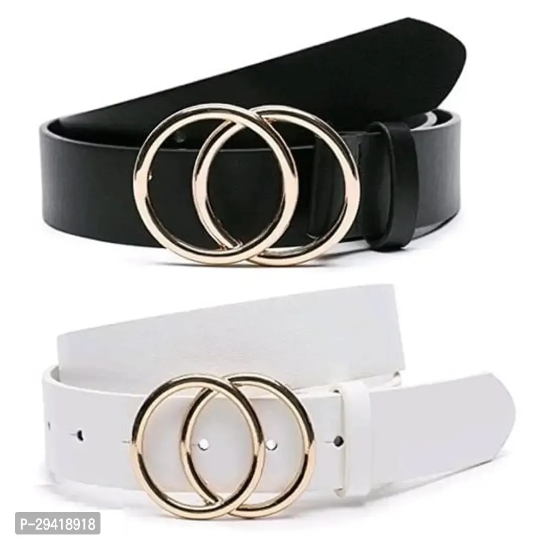 Stylish Fancy Artificial Leather Belt For Women Pack Of 2