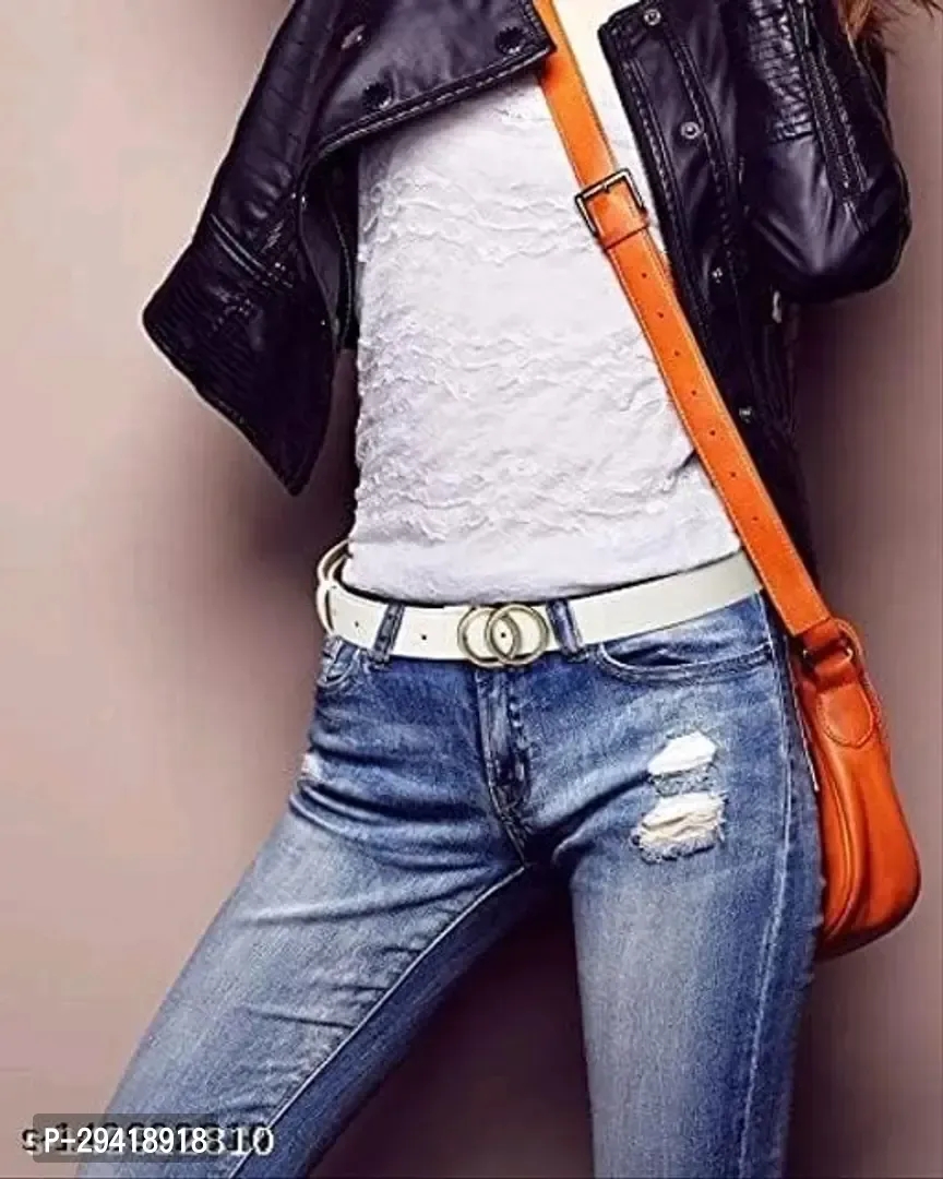 Stylish Fancy Artificial Leather Belt For Women Pack Of 2