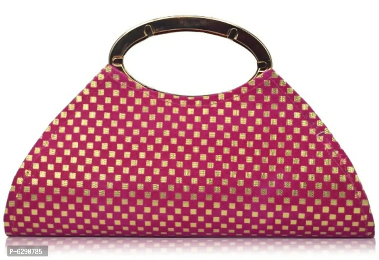 Fabulous Pink Velvet Self Pattern Clutches For Women And Girls