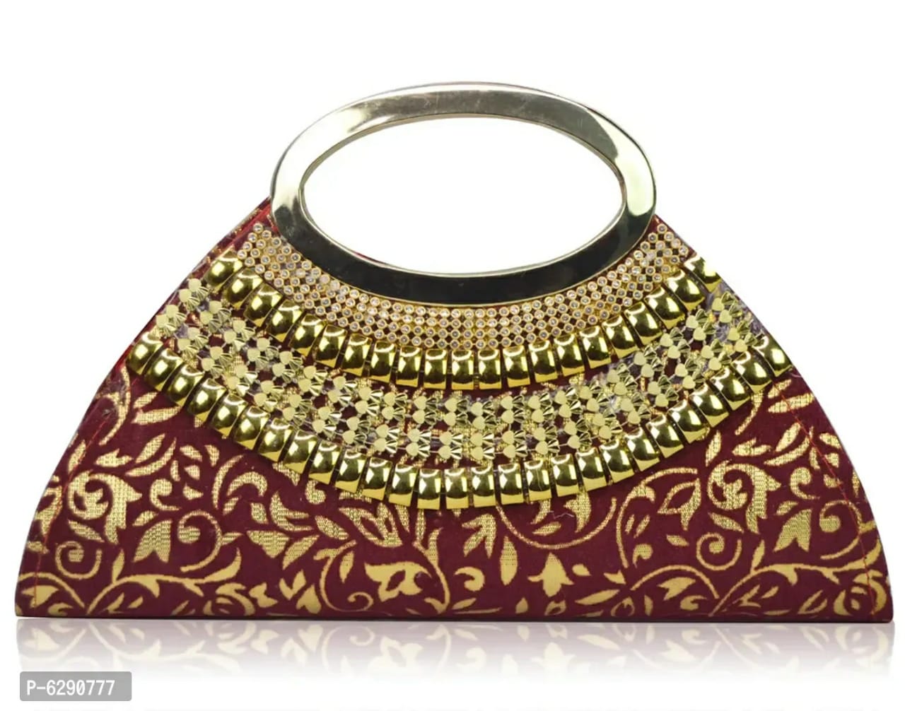 Fabulous Maroon Velvet Self Pattern Clutches For Women And Girls