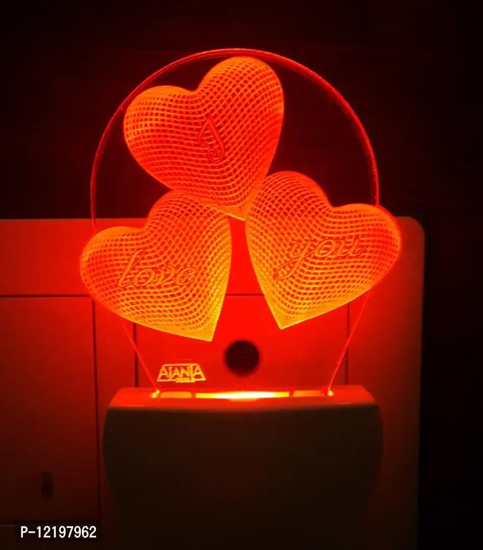 AEON METAL STICKER Plastic I Love You Heart 3D Night Lamp (Small , Multicolour)