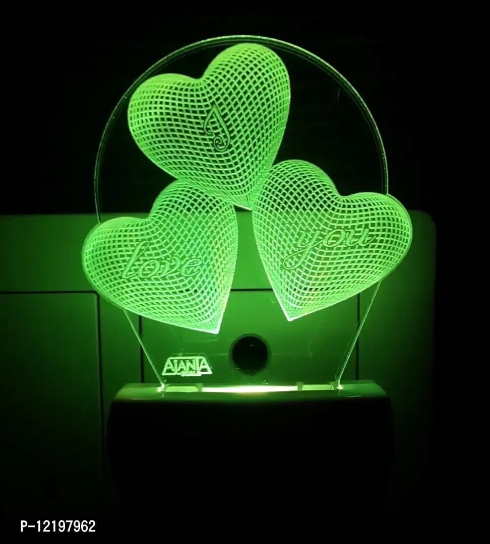 AEON METAL STICKER Plastic I Love You Heart 3D Night Lamp (Small , Multicolour)