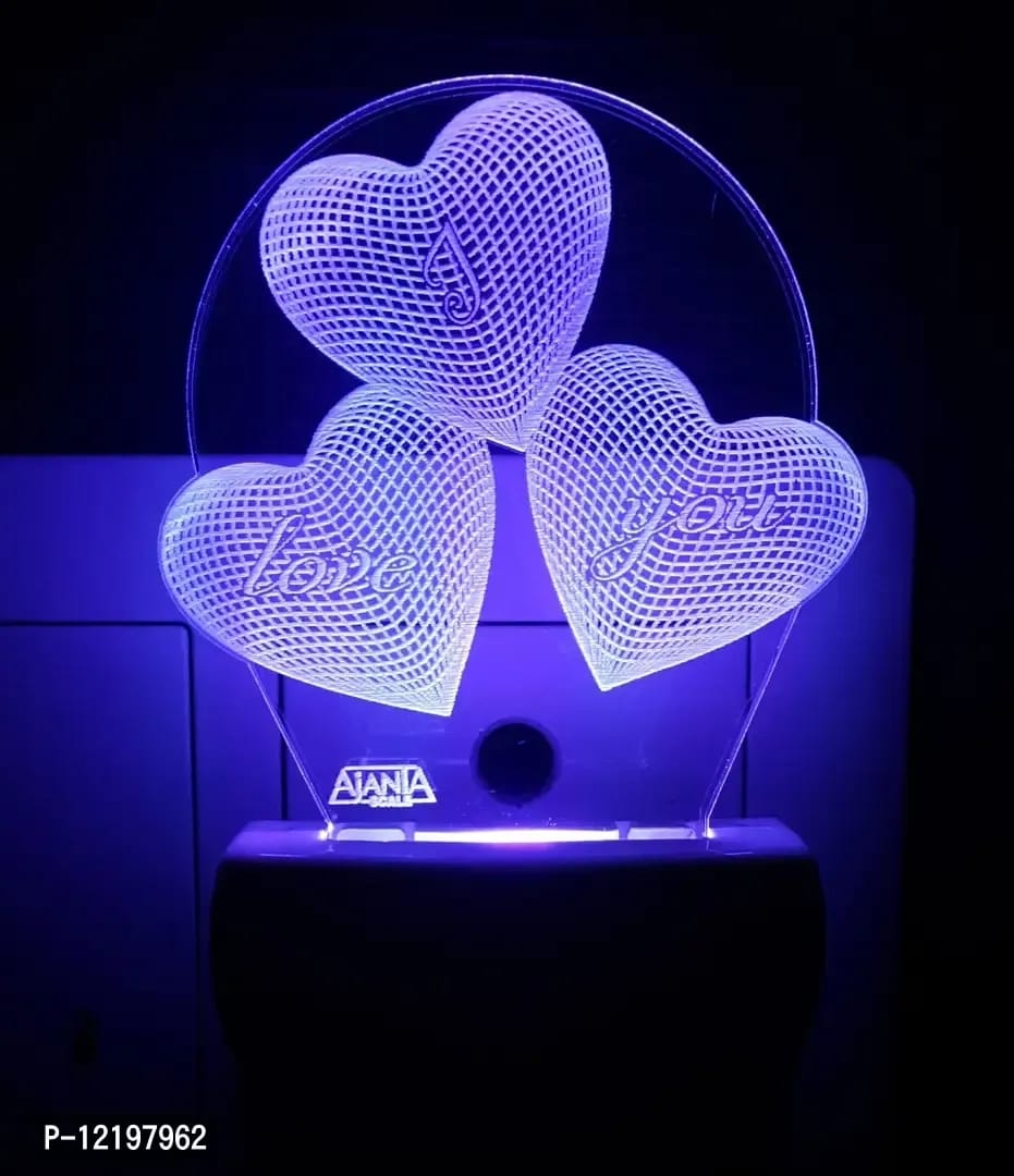 AEON METAL STICKER Plastic I Love You Heart 3D Night Lamp (Small , Multicolour)