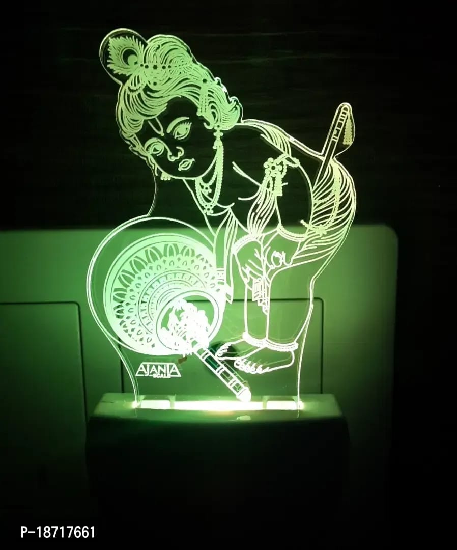 AEON METAL STICKER Plastic 3D Lord Krishna Night Lamp (Multicolour)Pack of 1