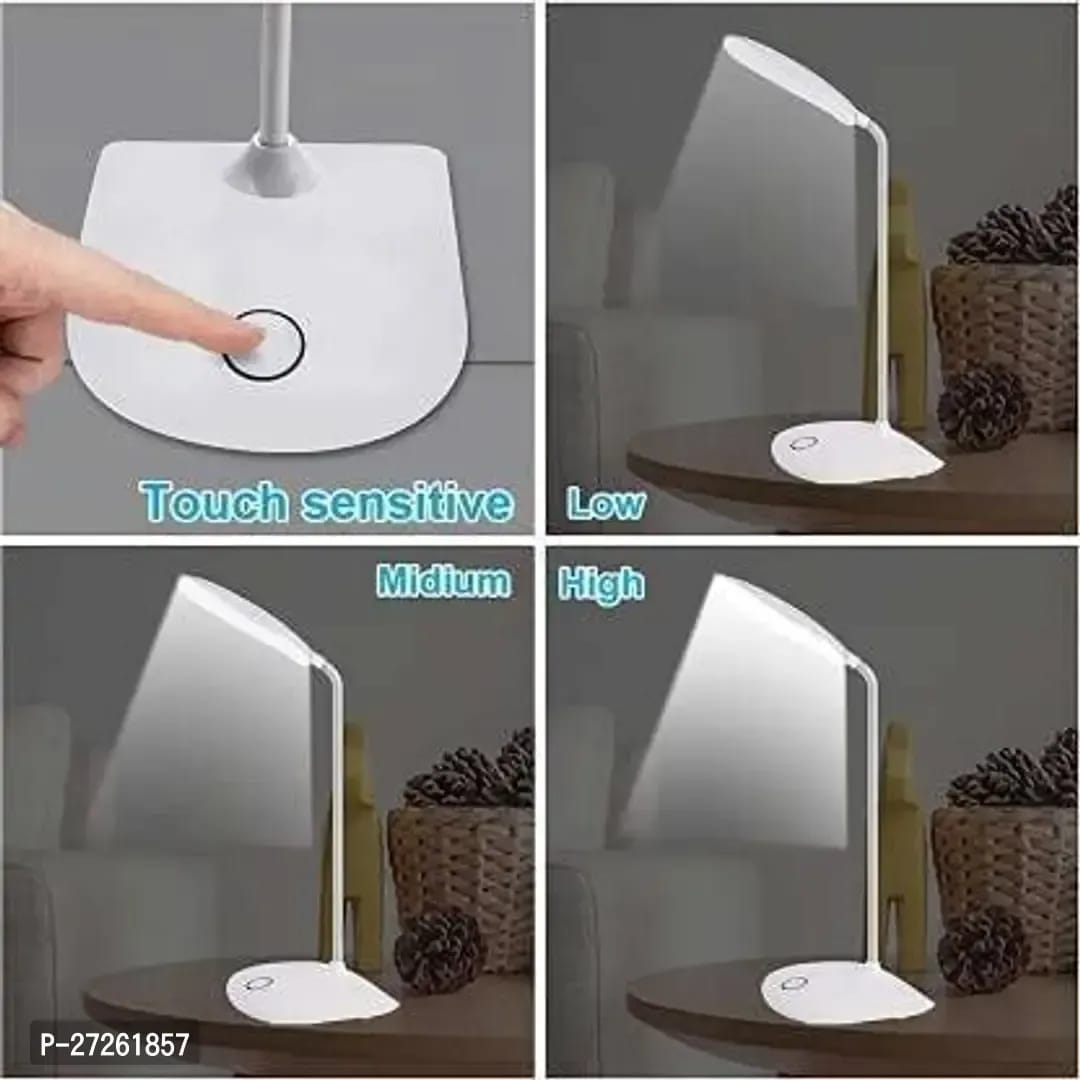 AZANIA Study Lamp LED Desk Lamp Touch Sensor ON/Off Switch USB Rechargeable Table Lamp for Student, Reading, Study Dimmer Flexible Head Led Desk Night Light (White)