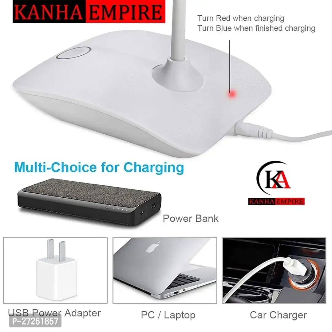 AZANIA Study Lamp LED Desk Lamp Touch Sensor ON/Off Switch USB Rechargeable Table Lamp for Student, Reading, Study Dimmer Flexible Head Led Desk Night Light (White)