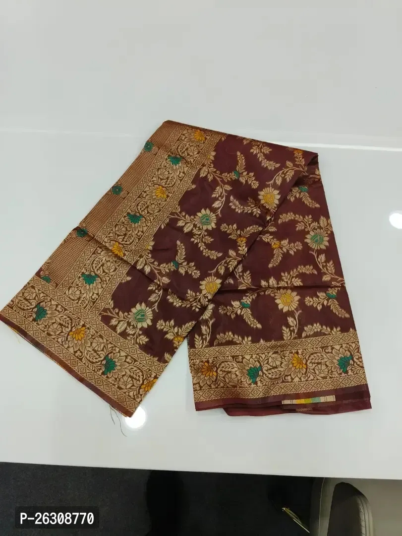 Stylish Silk Blend Zari Saree With Blouse Piece For Women