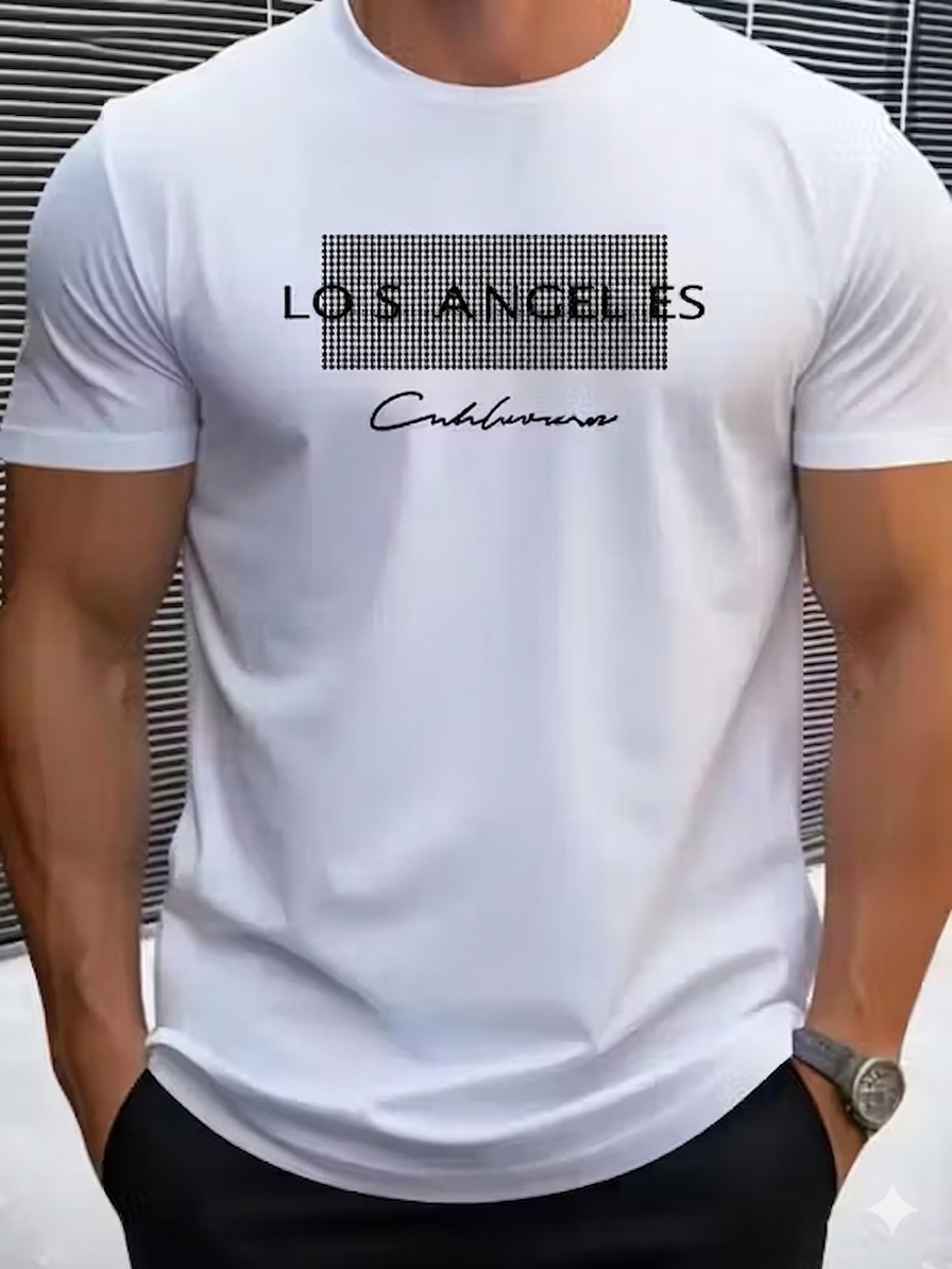 Aesthetic Mens Los Angels White Half Sleeve