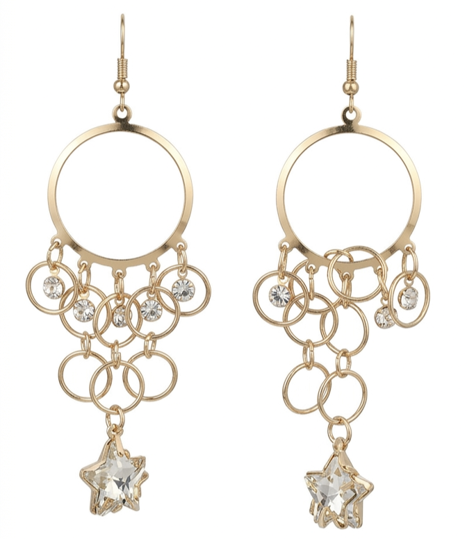Golden Earrings with white stone