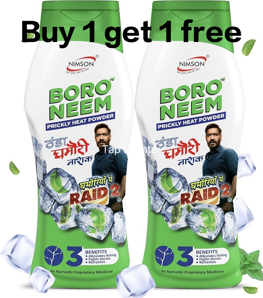 Nimson Boro Neem Cool Talc Prickly Heat Relief, Soothing & Antibacterial Talcum Powder (2 x 300 g)