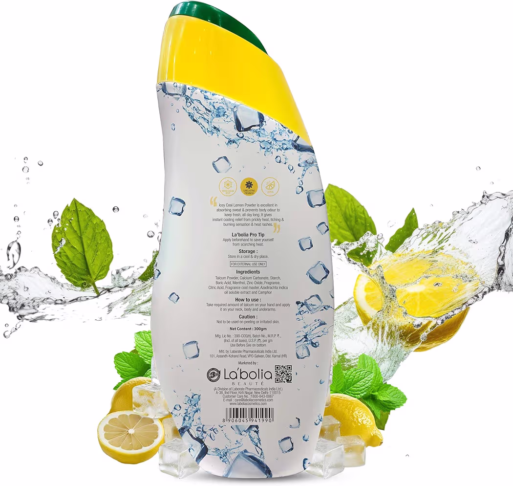 Icey Cool Lemon Herbal Prickly Heat And Ice Cool Body Talcum Powder | Advanced Sweat Absorption, Odor Prevention, And Cooling Relief Plus Lemon For Skin Benefits (300G X 2)Icey Cool Lemon Herbal Prickly Heat And Ice Cool Body Talcum Powder | Advanced Sweat Absorption, Odor Pre