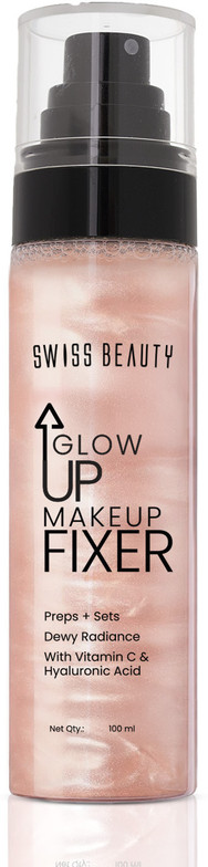 SWISS BEAUTY Glow Up Makeup Fixer Spray | Prep & Set | Dewy Radiance | Vitamin C Primer  - 100 ml (Transparent)