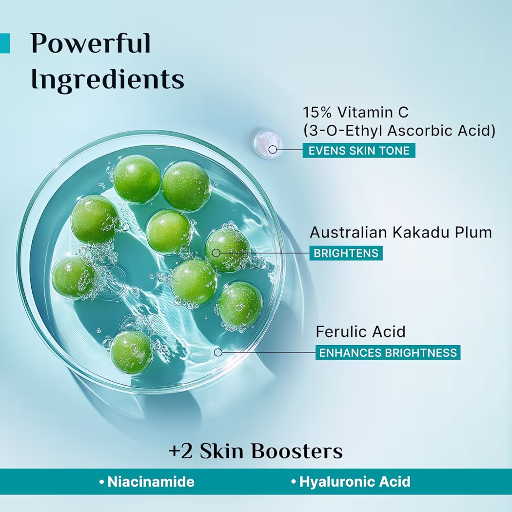 Pilgrim 15% Vitamin C Serum 20ml For Glowing Skin | Advanced Formulation With Ferulic Acid & Vitamin E |Reduces Dark Spots, Pigmentation |For All, Oily, Combination, Normal Skin |Men, Women
