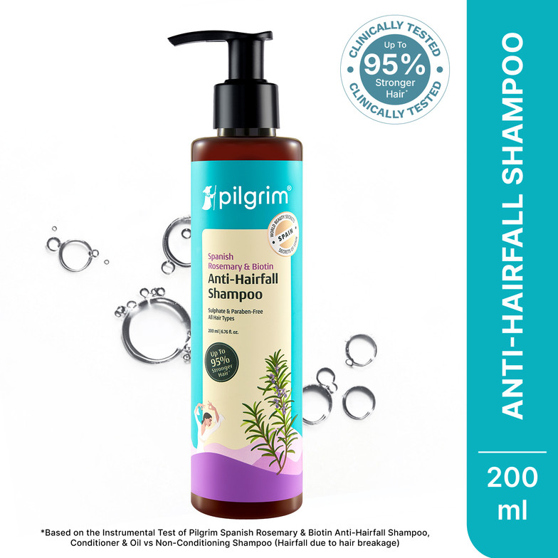 Pilgrim Spanish Rosemary Biotin Shampoo for Men & Women|Reduce Hair loss & Breakage (200 ml)