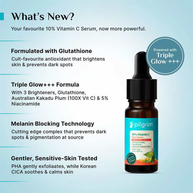 Pilgrim 10% Vitamin C Face Serum for Oily Skin|Men & Women|Skin Brightening (25ml)