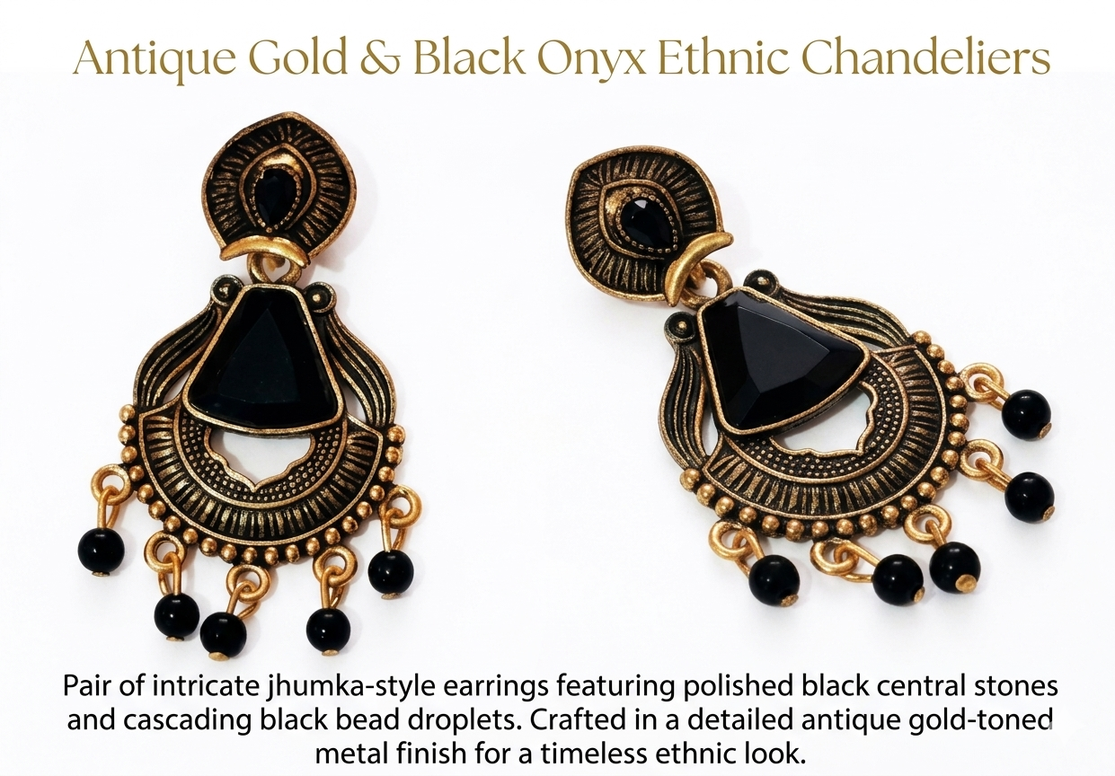Gold & Black Earrings