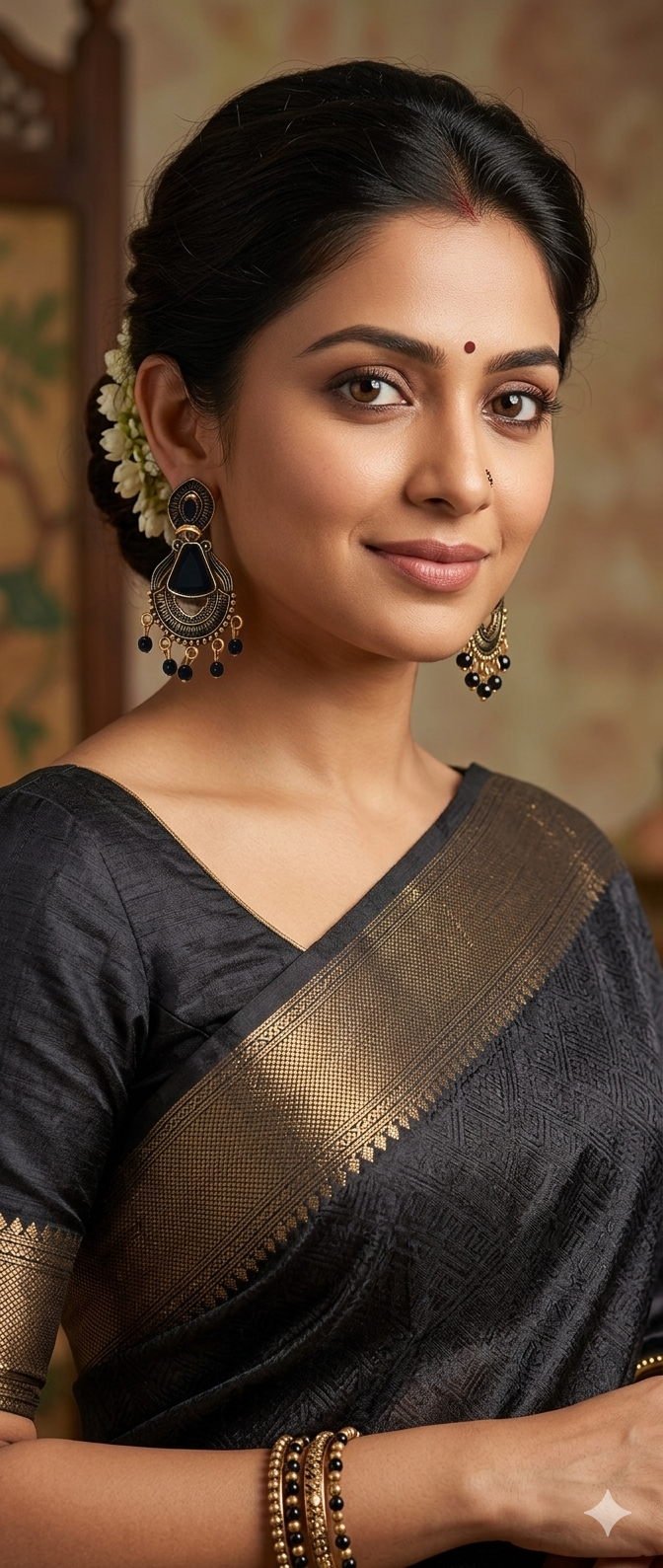 Gold & Black Earrings