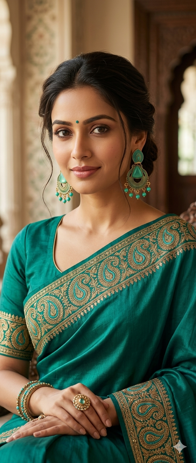 green finish earrings