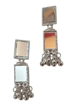 silver-toned earrings