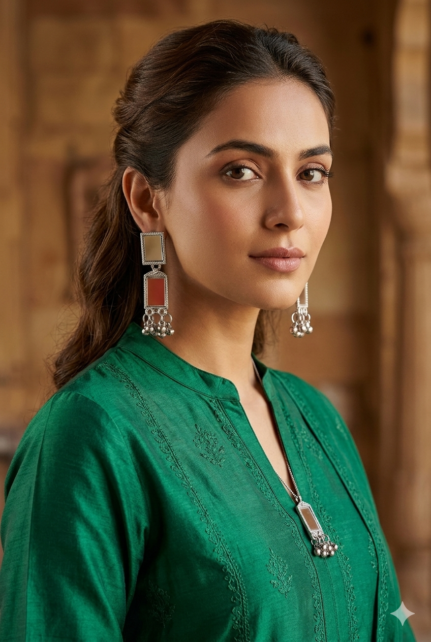 silver-toned earrings