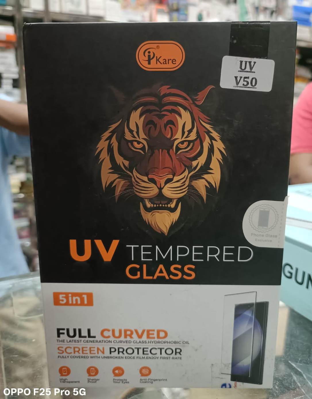 iKare branded UV Tempered Glass screen protector specifically for the Vivo V50 phone.