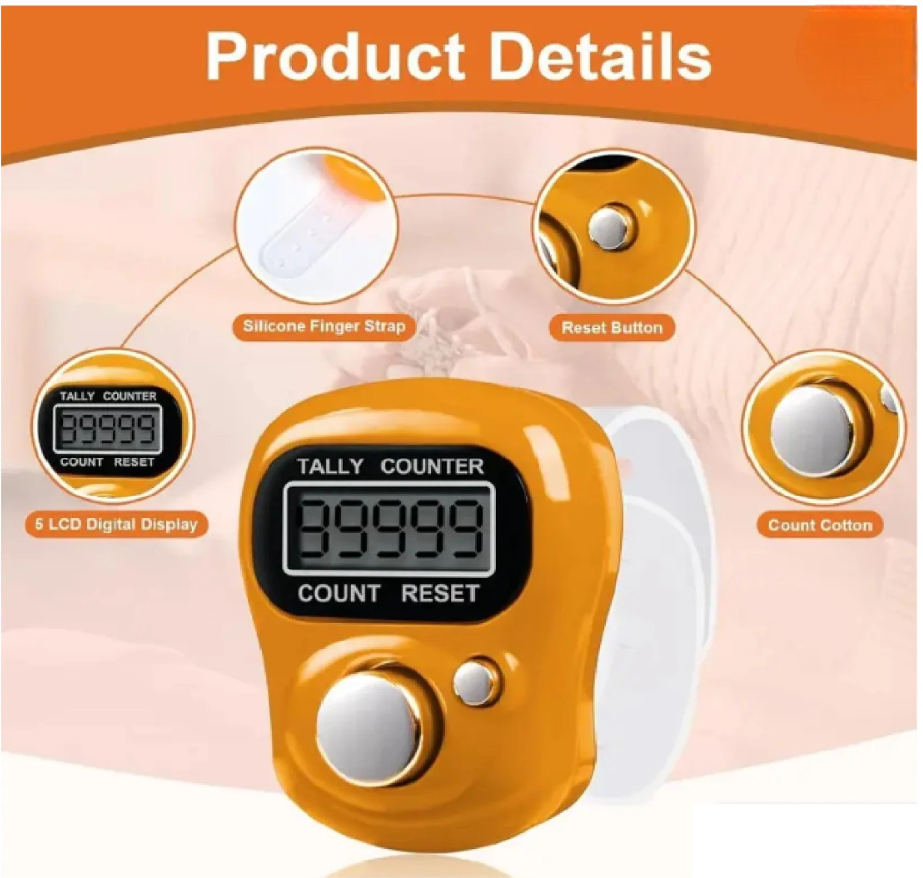 Jixin NO.1011 digital finger counter in pink.