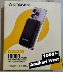 Ambrane 10000 mAh 22.5 W Wired & Wireless With MagSafe Compact Pocket Size Power Bank (Titanium, Lithium Polymer, Power Delivery 3.0, Quick Charge 3.0 for Earbuds, Laptop, Mobile, Smartwatch, Smartband, Speaker, Tablet, Trimmer)