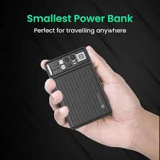 Portronics Luxcell Wireless Mini 10K magnetic power bank in black.