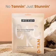 Swiss Beauty Care D-Tan Pro-Glow Facial Kit in a beige pouch.