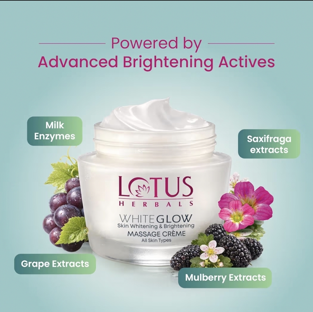 Lotus Herbals WhiteGlow Skin Whitening & Brightening Massage Cream | Deep Nourishing Face Massage Cream